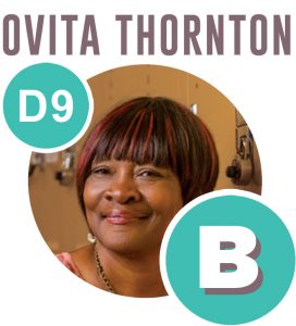 Ovita Thornton with a B next to her
